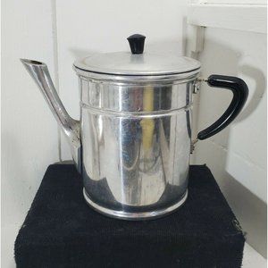 Elegant Spout Italian Aluminum Hot Milk Water Tea Pot 6” Italy MCM vintage